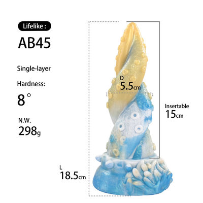 Ultra Soft Colorful Tentacle Silicone Dildo Octopus 7 Inch Toys For Hands Free Anal Play